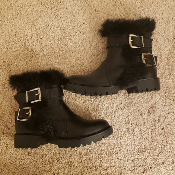 Charles David Reno Black Leather Faux Fur - Picture 4 of 7